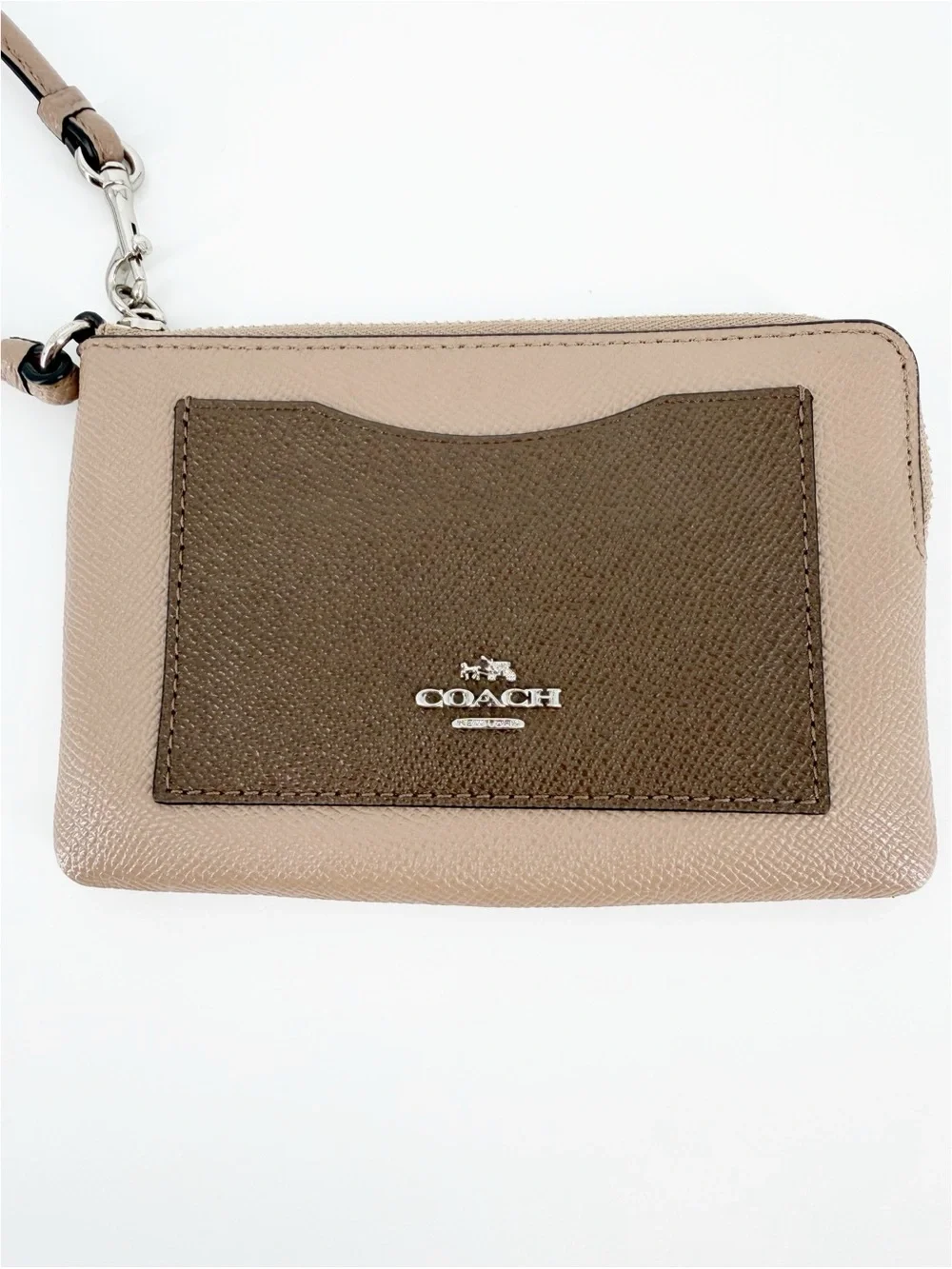 Coach Corner Zip Colorblock Wristlet Crossgrain Leather